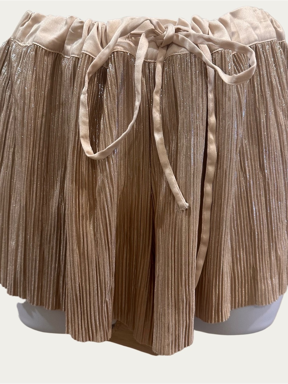 Victoria’s Secret Metallic Iridescent Gold Accordion Micro Pleated Sleep Shorts